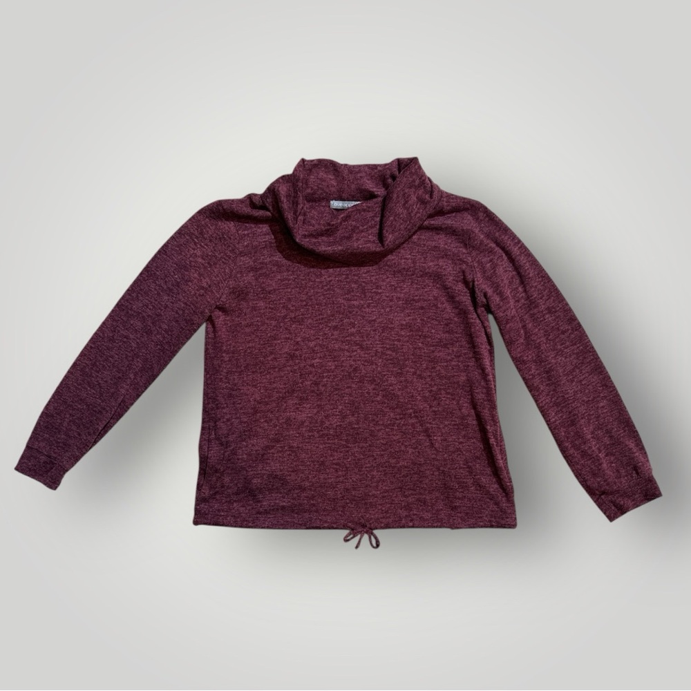 Loveappella Burgundy Cowl Neck Top